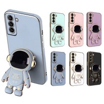 유니커블 갤럭시 S22 플러스 울트라 S21 S20 S10 노트20 노트10 귀여운 우주인 캐릭터 그립톡 거치대 실리콘 휴대폰 케이스