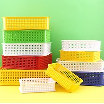 다용도바구니 사각 정리함 플라스틱 수납 큰 다용도 미니 학교 사무용 가정용 정리 바구니 바스켓, 07.흰색 다용도바구니-(2호)