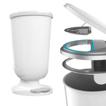 인포벨 에이원 베스트캔 밀폐휴지통 밀폐쓰레기통 4중차단 5중차단 항균 리필 원형 20L 휴지통 쓰레기통, 이중덮개형 SET, 화이트