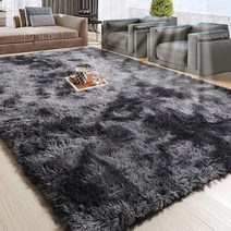 RUGTUDER 침실용 푹신한 러그 1.5m x 2.4m(5피트 x 8피트) 부드러운 샤그 대형 러그 퍼지 카펫 거실 플러스 섀기 스로우 러그 어린이 아기방 아이보리 여아, Tie-dye Grey
