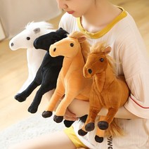 흑마 백마 갈색마 귀여운 경마 우마무스메 말인형 조랑말 봉제인형 선물 26cm, 32x26cm, 검은 색