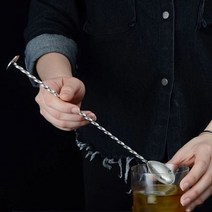 스테인레스 스틸 믹싱 스푼 긴 잡이 교반 음료 교반기 칵테일 나선형 패턴 바 셰이커, CHINA, D17 19cm