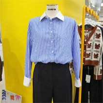 르피타 DP01 스트라이프 배색 블라우스 L223USH910