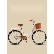 바구니 달린 자전거 클래식 옛날자전거 아줌마 여성용, 단일 속도, 26인치, 화이트