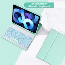 포켓몬키캡 ipad air4 air 5용 백라이트가 있는 키보드 케이스 인치 무선키보드, 레이크 블루 마우스 없음, 프로9.7 에어2