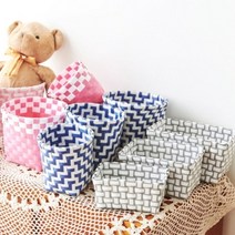 기타 바보사랑[리빙톡톡]DS-S323 PVC 짜임 바스켓 3P세트 카페 소품 바구니, 그레이(직사각)