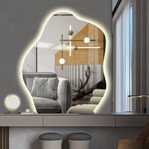 비정형 걸이형 노프레임 미드센추리 상반신 거울, 빛나는 60*80