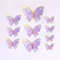 케이크 장식 꽃 리본 드레스 커버링 슈가 크래프트, 상세참조, M.보라색 나비 세트