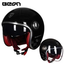 반모헬멧 BEON 오토바이 헬멧 레트로 반 더블 렌즈 3/4 오픈 페이스 capacete 빈티지 카스코, [04] XXL, [08] 6
