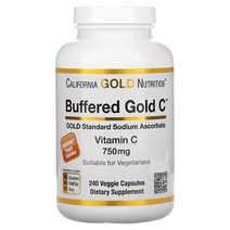 캘리포니아 골드 뉴트리션 Buffered Gold C GOLD Standard 아스코르브산 나트륨 비타민C 750mg 베지 캡슐 240정, 240 개
