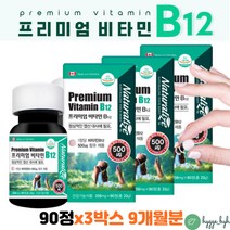 프리미엄 VITAMIN 바이타민 B12 메틸코발라민 메코발라닌 정상적인 엽산대사 보충제 수험생 부모님 온가족 90정 3박스 9개월분 50대 60대 중년 남성 여성