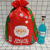 크리스마스 선물 포장 부직포 복주머니, 싼타포장파우치 1P