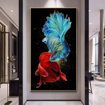 행운 한쌍 물고기 큐빅 그림 구슬자수 인테리어 비즈 대형 보석십자수 재료 diy 세트, 90x150cm 전체 원형 큐빅