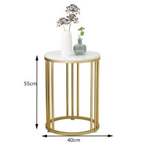 2단 대리석 사이드테이블 원형 창가 미니소파 침대보조 테이블 화분 테이블 협탁 40cm, A