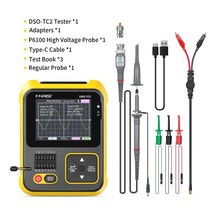 200khz 대역폭 휴대용 오실로스코프 트랜지스터 테스터 디지털 오실로스코프 2 in 1 전자 부품 테스터(어댑터 포함), 높은 프로필
