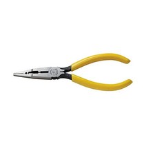Klein Tools VDV026-049 곡선 손잡이 홈이 있는 턱 및 인덕션 경화 강철이 크림핑 롱 노즈 플라이어.