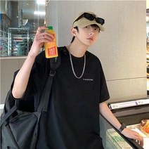반팔 티셔츠 남성 면 여름 루즈한 패션 프린트 반팔