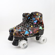 성인 남녀 더블 4륜 바퀴 꽃보다 빛난다 운동화 보드 인라인 롤러 스케이트장, 화이트 수입 플래시 휠, 34