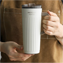 스테인레스 보온보냉 손잡이 빨대 텀블러 520ml, 아이보리