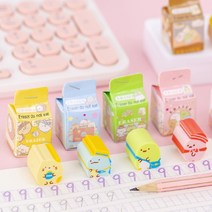 귀여운 우유 상자 스밋코 구라시 고무 지우개 지우개 문구 선물 경품 학교 용품 문구 4 개/팩, XS, Random Design 4 pcs, 01 Random Design 4 pcs_01 XS