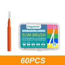 치면착색제 교정용왁스 치과용 고리 유아 아기치실 Kingubznis 60pcs 치열 교정 교정기 용 치간 브러시 치아 사이 청소 치과 교정기 청소 실리콘 울트라 소프트, 60pcs 1.2mm 오렌지