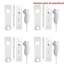 콘솔 게임패드 무선 게임 컨트롤러 Nintendo Wii/Wii U 조이스틱 2 in 1 원격 패드 세트 옵션 모션 플러스실리콘 케이스 포함 비디오, 한개옵션1, 16 4 white nunchuck