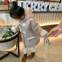 여아 모직코트 플러스 벨벳 패션 어린이 두꺼운 재킷