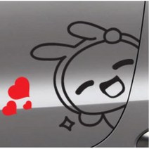 빼꼼스티커 차량용 자동차 데칼 스티커 코나 뒷문 아우디 카니발 QM5 스쿠터 얼룩가리기 올뉴말리부 NF소나타 뒷유리 스크래치커버 K3 아반떼MD 베뉴, 오렌지, 좌측 소형