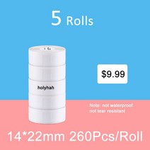Niimbot-D11 인쇄 라벨 테이프 D110 방수 오일 찢김 가격 퓨어 컬러 스크래치, 02 5 Rolls 14X22mm