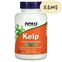 NowFoods 나우푸드 켈프 천연 요오드 미네랄 150mcg 200개입 [미국 직배송], 1개