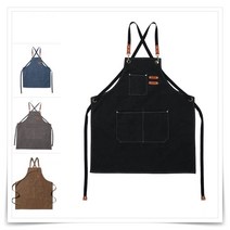 캔버스 방수 앞치마 공방 바리스타 카페 데님 네일샵 앞치마, 블랙