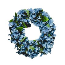단풍 대형 해바라기 화환 정문 실크 인공 노란색 녹색 잎 문 실내 야외 홈 45cm, [11] Blue hydrangea