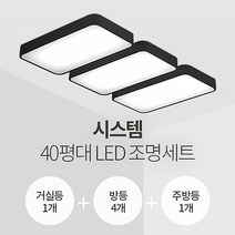 더엘이디 시스템 40평대 LED조명 세트 (거실1+방4+주방1 삼성칩 KC인증), 블랙