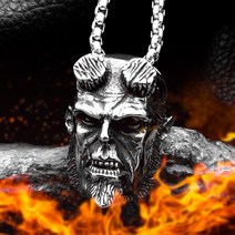 Hellboy 펜던트 목걸이 남성 트렌디 한 성격 손으로 조각 한 소년 머리 티타늄 스틸 보석 레트로 펜던트 액세서리