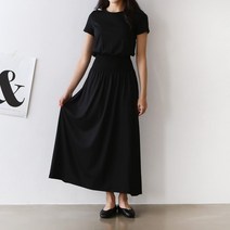 [노마데스] 국내제작 스모크 반팔 긴팔 레이온 롱원피스