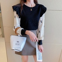 긴소매 이너 바쿠센 키치한 라운드넥 풀오버 후드 코듀로이 여성 겨울 가을 2714460586