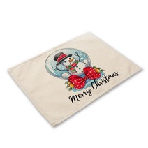 크리스마스 눈사람 프린트 주방 린넨 코스터 패브릭 테이블, 16.3 - 8pcs 32x45cm