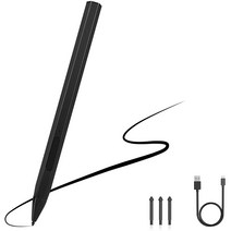 Surface Pro5 6 7 X Book Go 4096 압력을위한 자기 터치 스크린 스타일러스 펜, Black, 검은색