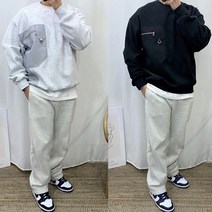 남녀공용 오버핏 봄가을 합포 지퍼포켓 캐주얼 데일리맨투맨 2color