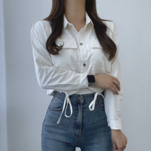 VANANA2 스트링 포인트 크롭 숏 캐주얼 여성 사파리 야상자켓