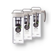 트라이탄 환경호르몬 무검출 국내 생산 가정용 카페용 사무실 냉장고 차우림 거름망 대용량 물병 티팟 2.0L, 3개