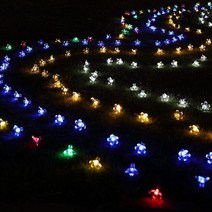 야외 전구 LED 콘서트 옥상 정원 텐트 경관 외부 등 바닥 감성 캠핑 레일 전기 작업 포토 테라스 100/200Led 태양열 스트링 조명 Cherry Blossom Garland, [03] multicolor, [01] 5m 20leds