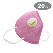 재사용 가능한 5 중 필터 보호 kn95 FFp2 마스크 호흡 밸브 포함 안전 성인 일반, 20pcs 핑크