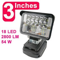 18V 작업 램프 LED 손전등 야외 스포트라이트 마끼다 BL1430 리튬 배터리 USB 충전식 비상등, [01] 3 inches, 01 3 inches