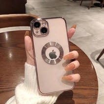 아이폰 케이스 감성 예쁜 고급 13 pro max 12 11 pro max xs glass camera protector cover에 대한 럭셔리 투명 도금 로고 구멍