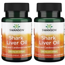Swanson 스완슨 샤크리버 오일 상어간유 550mg 60캡슐 2팩, 1개