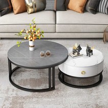 트윈 일체형 거실테이블 좌식 테이블 소파, 70 화이트+50 화이트(서랍형)