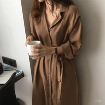 로즈드림 가을 허리 스트링 셔츠 원피스 568014895949