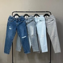 맨스토리 [28-38size] 남자 테이퍼드 핏 구제 워싱 청바지