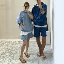 커플 트레이닝 셋업 남자 무지 후드티 반바지 셋업 후드